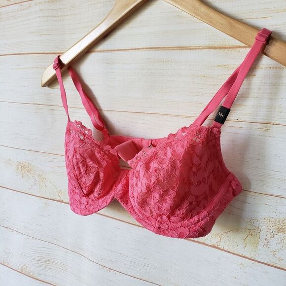 Victoria's Secret Lace Underwire Unlined Demi Bra Peach Women's Size 34C - Picture 4 of 12